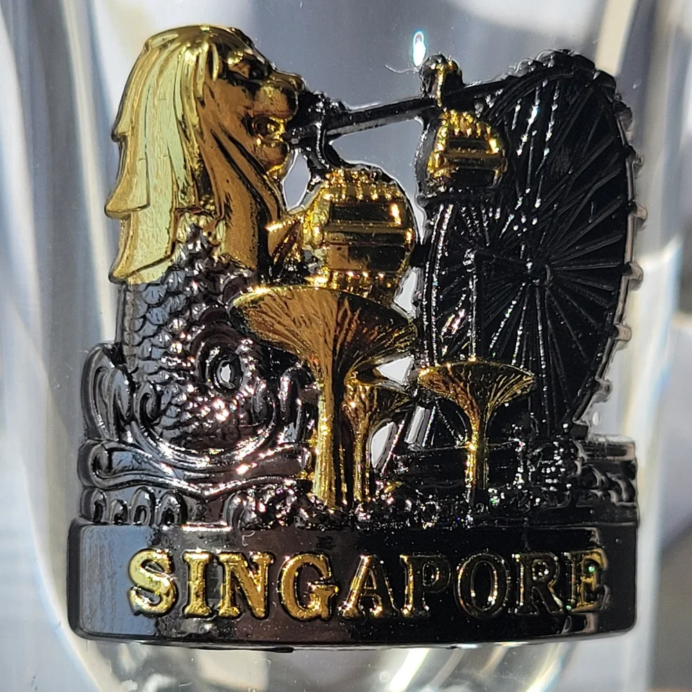 Singapore Shot Glass ~ Metallic Embellishment ~ Bar Cart ~ FINAL PRICE !!